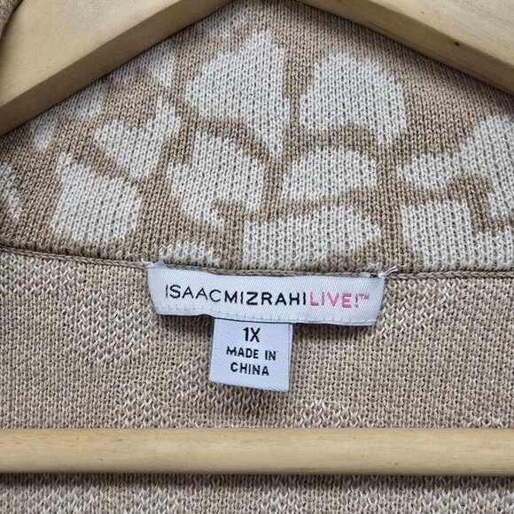 Isaac Mizrahi Live! Floral Cardigan Sweater Jacket 3/4 Sleeve Gold Buttons 1X - Picture 3 of 7